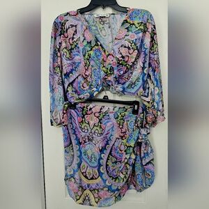 Zara Colorful Paisley Print Dress Set Size Large